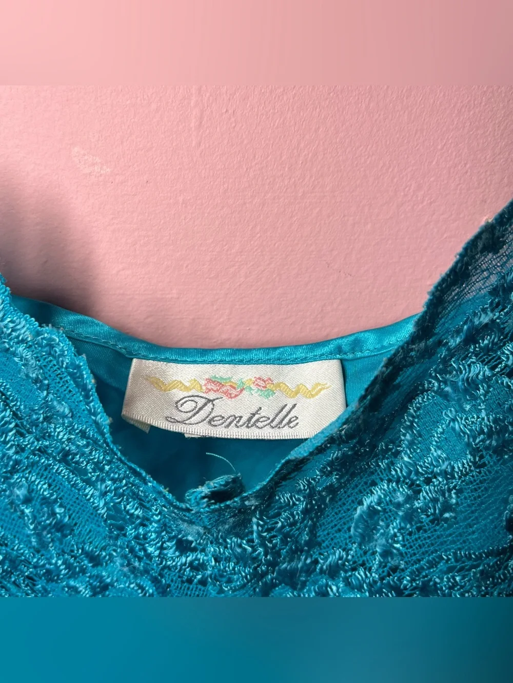 Vintage Dentelle Nightgown Emerald Green Satin Lace Chemise Slip Dress Large